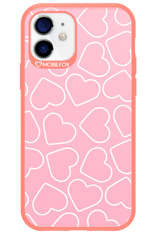Line Heart Pink - Apple iPhone 12