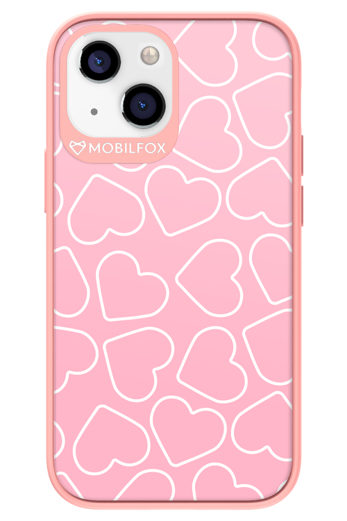 Line Heart Pink - Apple iPhone 13 Mini